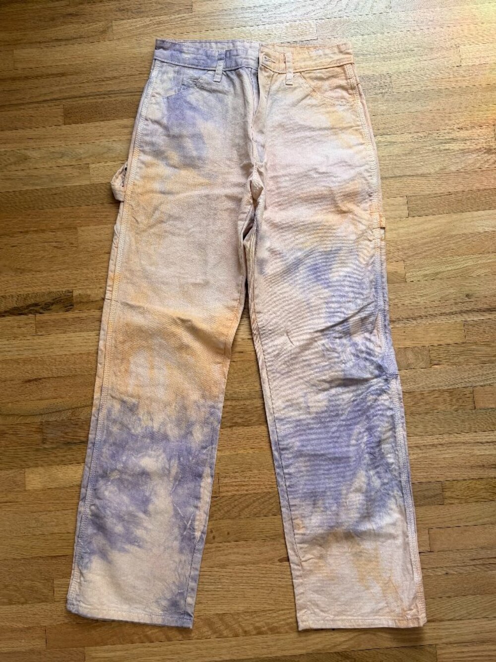 Tie Dye Dickies Utility Pants - Peach / Purple - Size Small